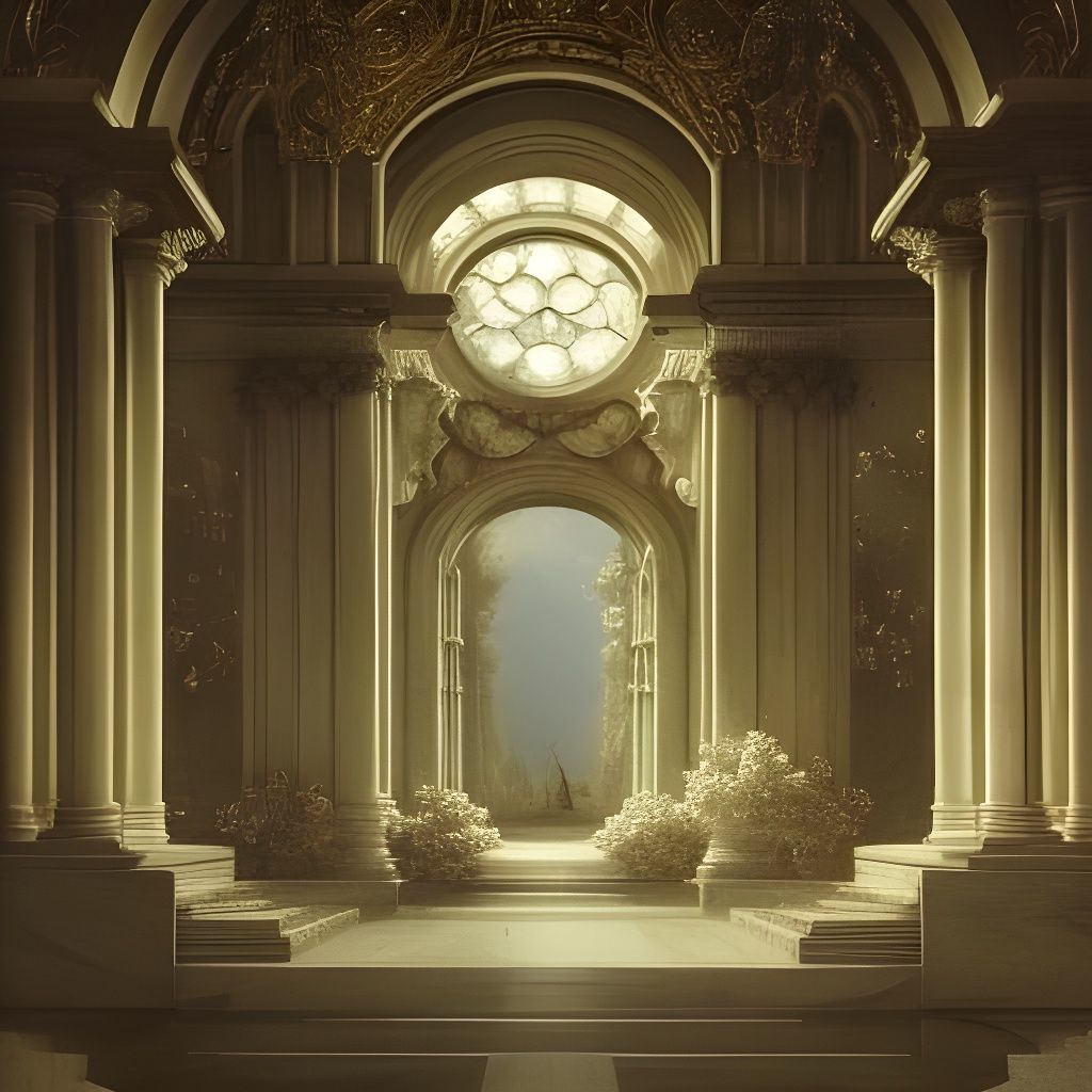 Hyperrealistic Marble Stairway to Heaven in Baroque Style