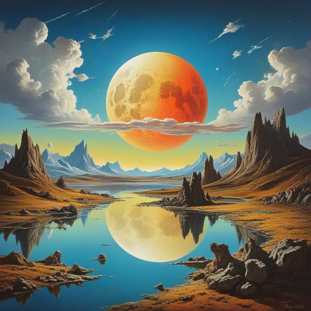 Surreal Moon Melts in a Vibrant, Dali-Inspired Future