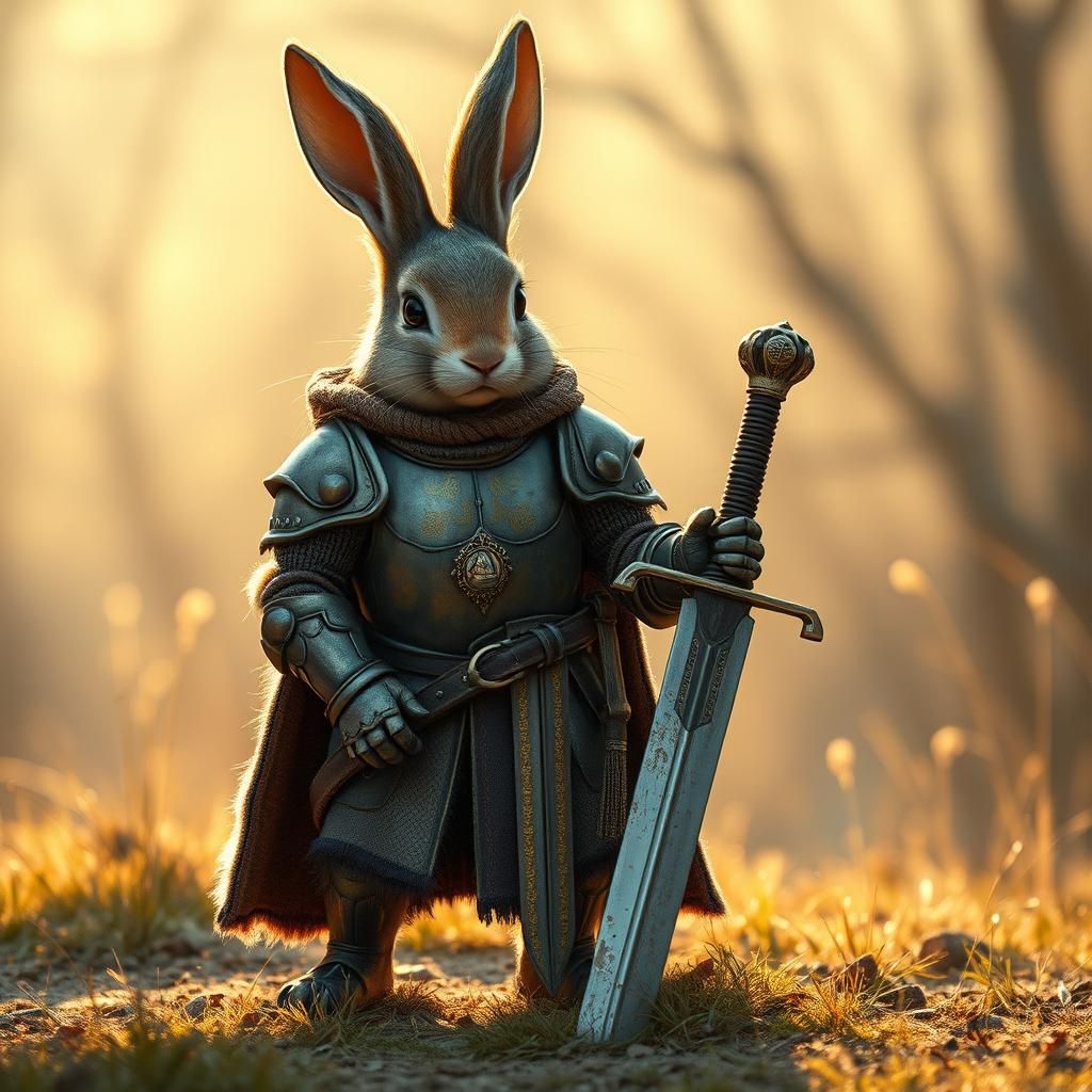 Valiant Rabbit Knight in Ornate Armor