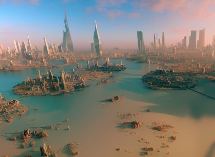 Utopian Mars Colony City in Surreal 3D