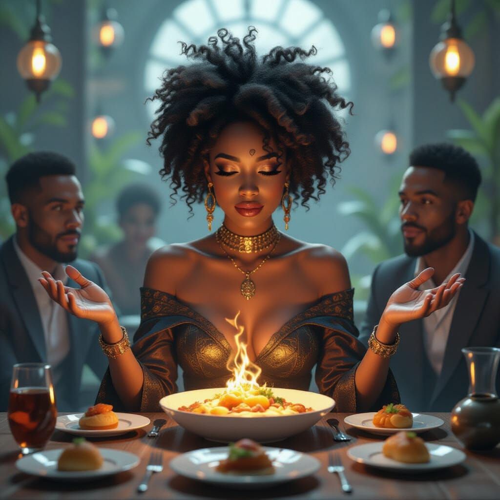 Magical Levitating Feasts in Afrofuturistic Digital Art