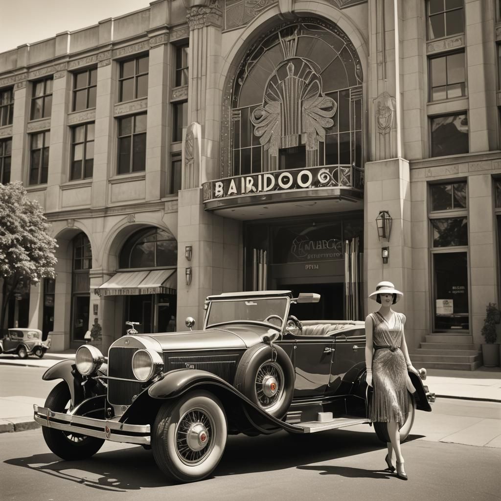 1920s Art Deco Car and Woman