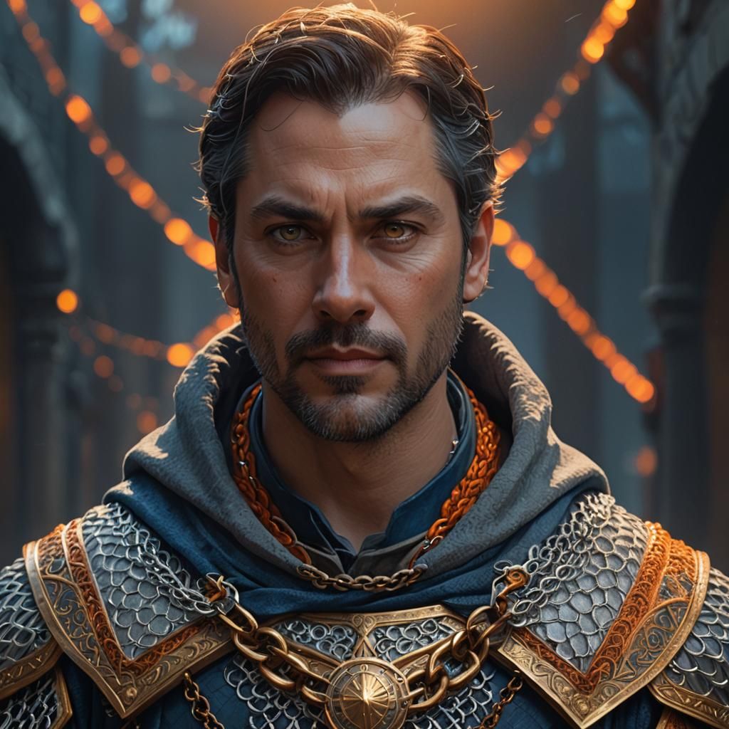 Brawny Man in Chainmail, Epic Fantasy Portrait