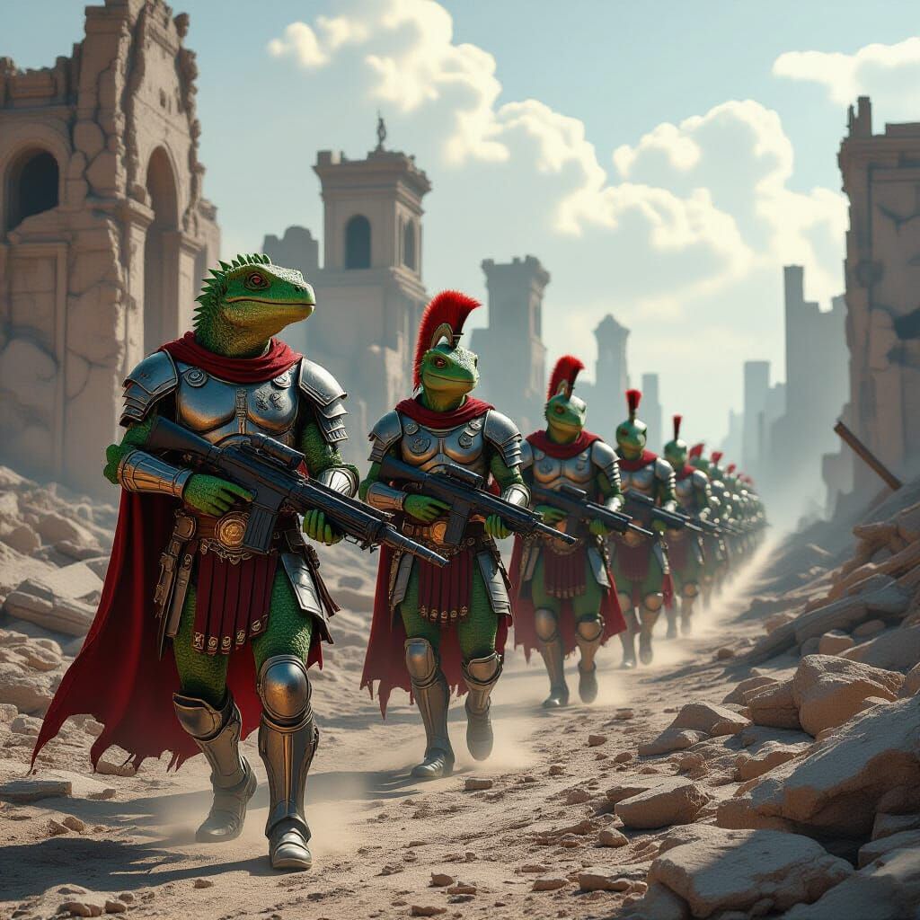 Roman Auxiliaries patrol the ruins of an alien city