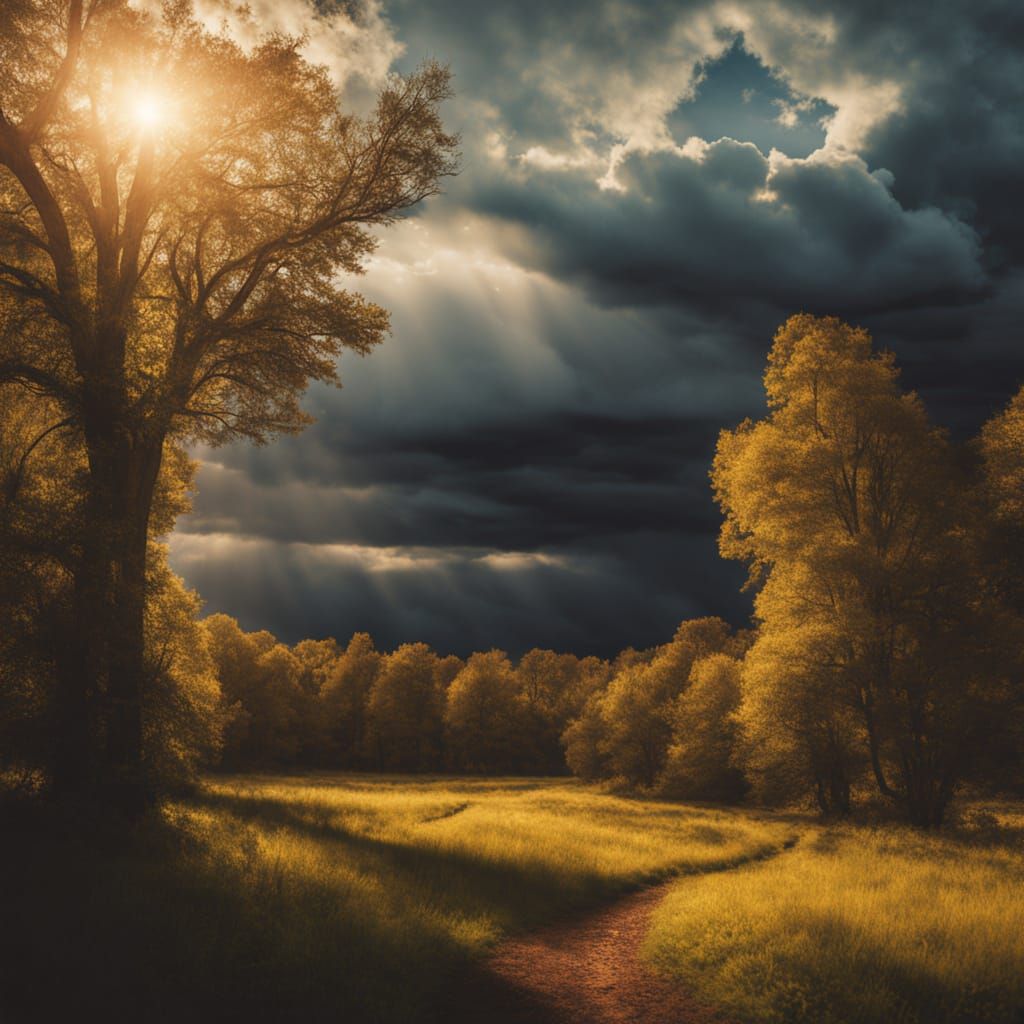 Dual Weather Sky Concept Art with Golden Hour Lighting