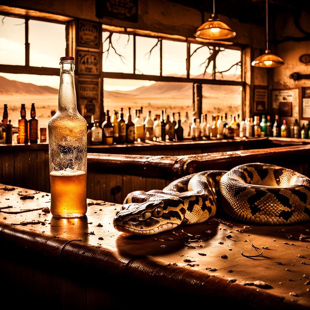 Python Slithers Through Abandoned Outback Pub