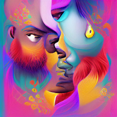 Colorful Digital Art Portrait of Soulmates
