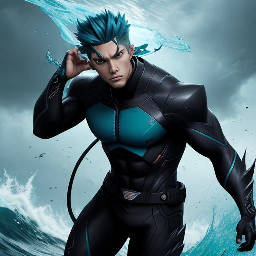 Sharkboy Anime Key Visual in Manga Style