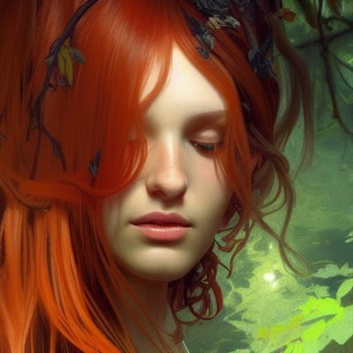 Celtic Sorceress in Autumn Forest, Hyperdetailed Portrait