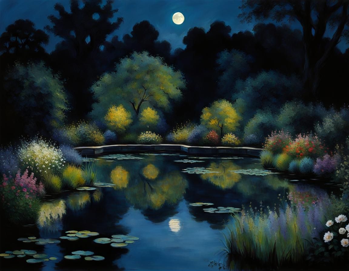 painting of a pond