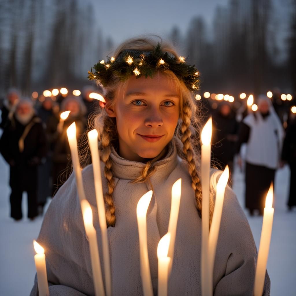 Swedish Lucia Celebration with Candles