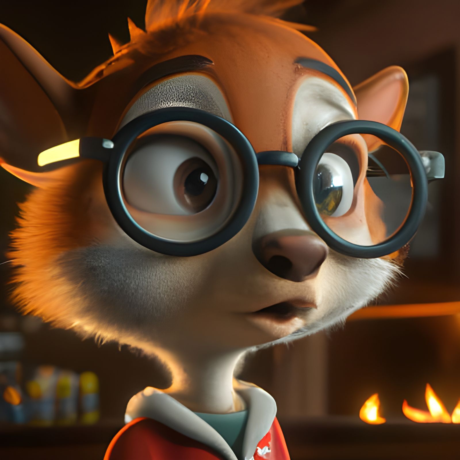 Cute Fire Clerk in 3D Rendered Art