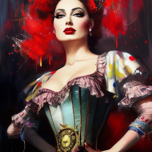 Victorian King of Hearts Portrait with Graffiti Art