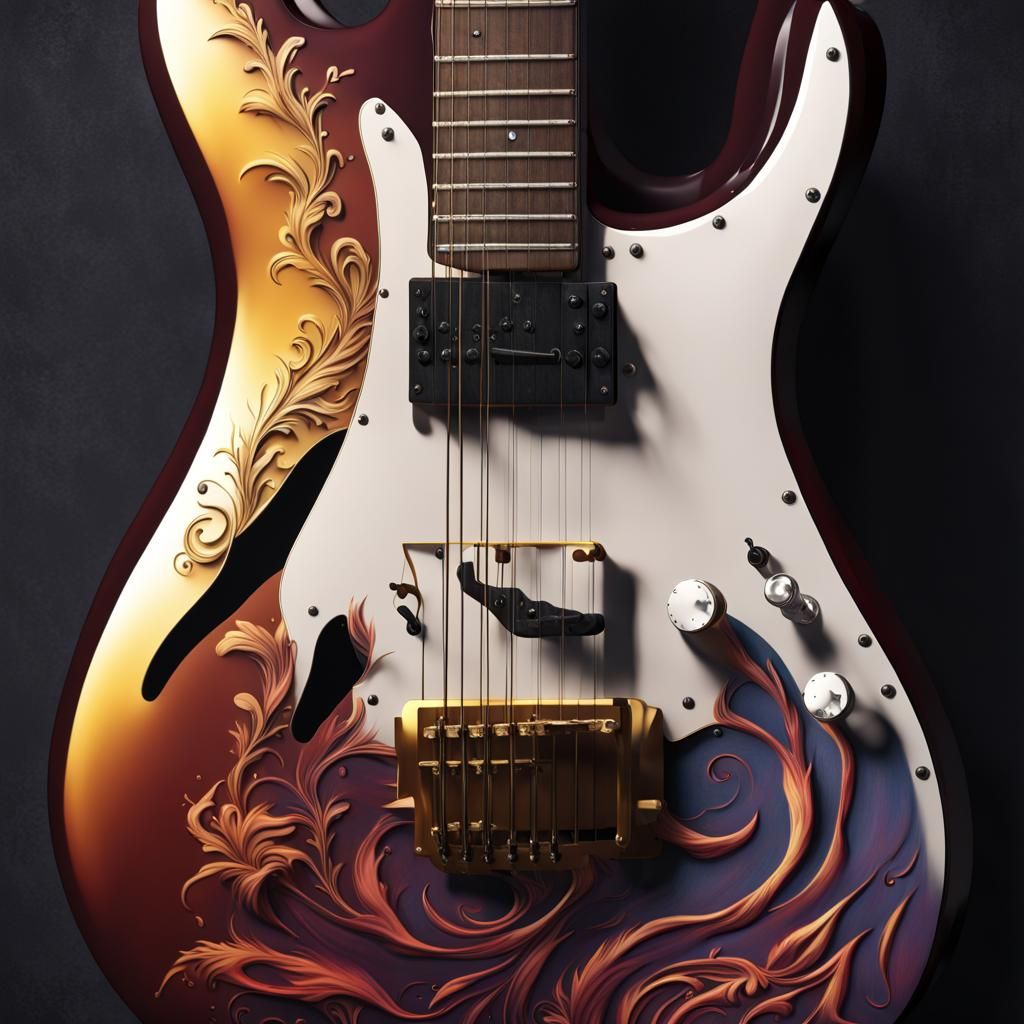 Beauty and the Beast Electric Guitar in Ombre
