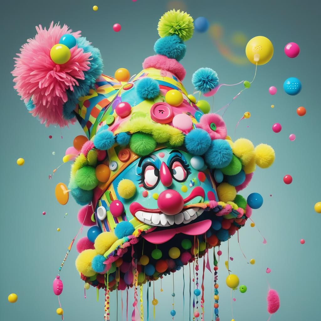 Whimsical Clown Hat in Playful Digital Art Style