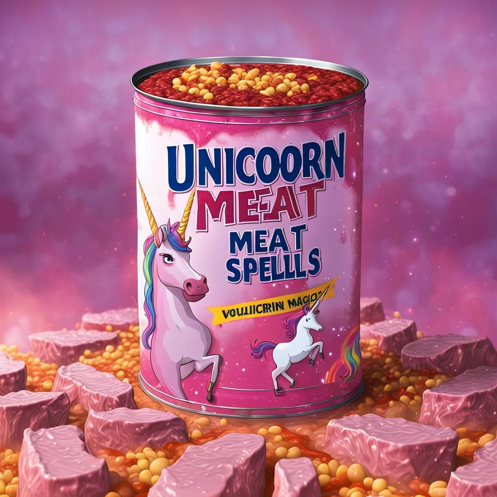 Fantasy Advertising Display: Canned Unicorn Meat