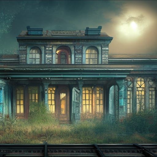 Haunted Train Station: Detailed Matte Painting