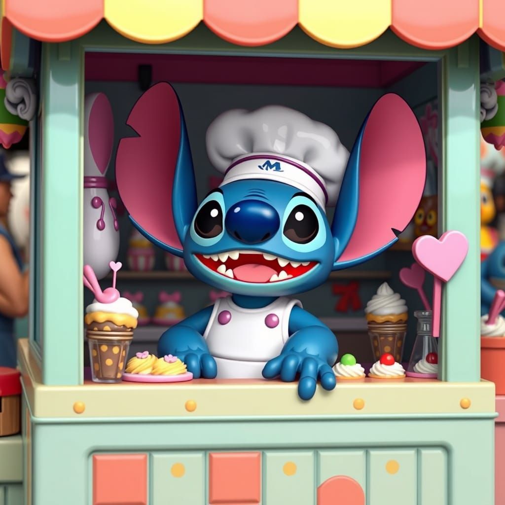 Funko Pop Figure Stitch Chef in a Box Stall at Disneyland