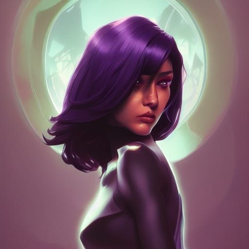 Raven Teen Titans Portrait in Hyperdetailed Style