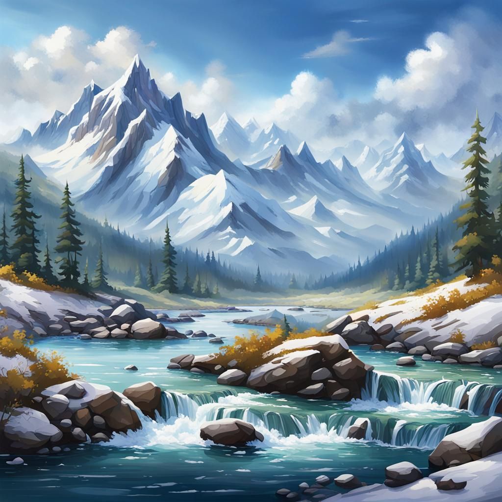 Majestic Snow-Capped Mountains at Sunrise