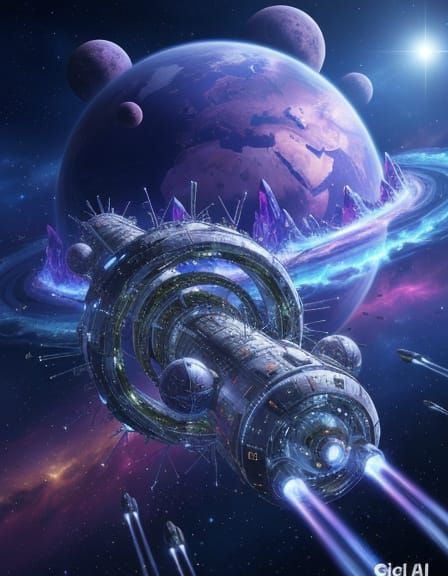 Colossal Generation Ship Approaches Alien World in Digital A...