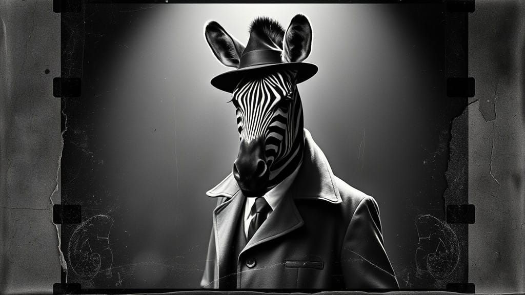 A Zebra Detective in Noir Style, Inspired by German Expressi...