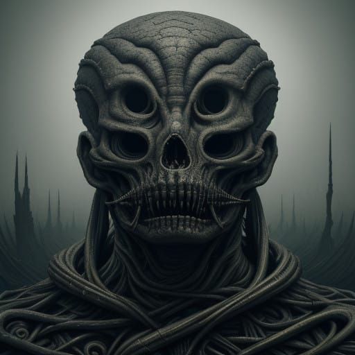 Distorted Forms Deteriorate in Dark Surrealist Landscape