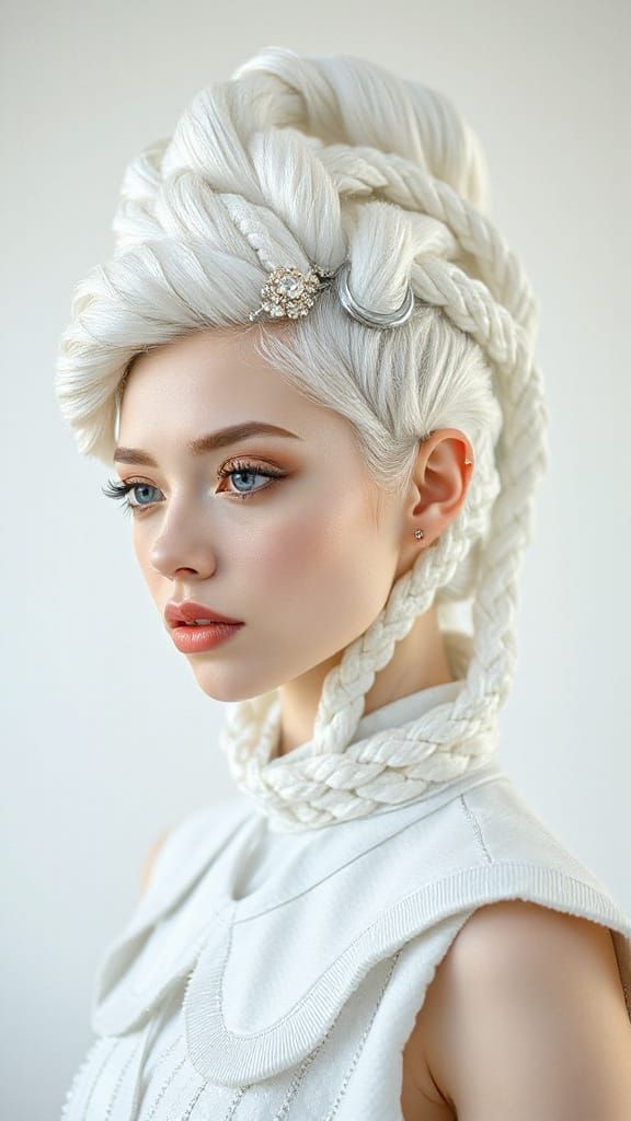 Avant-Garde White Hair as Sculptural Art