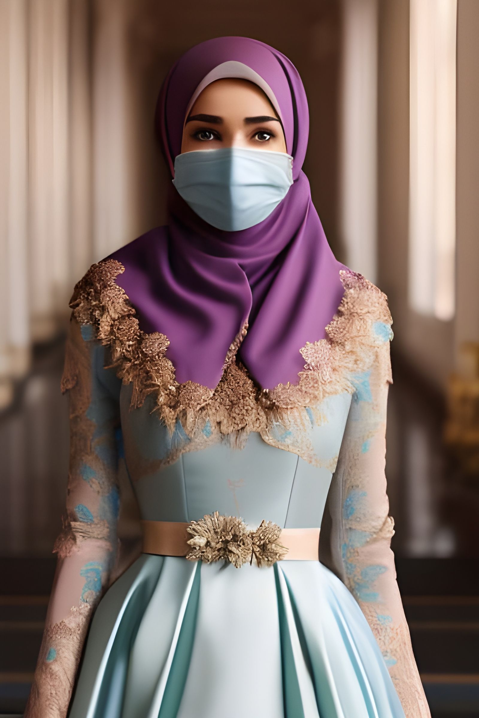 European Woman in Noble Dress, Matte Painting