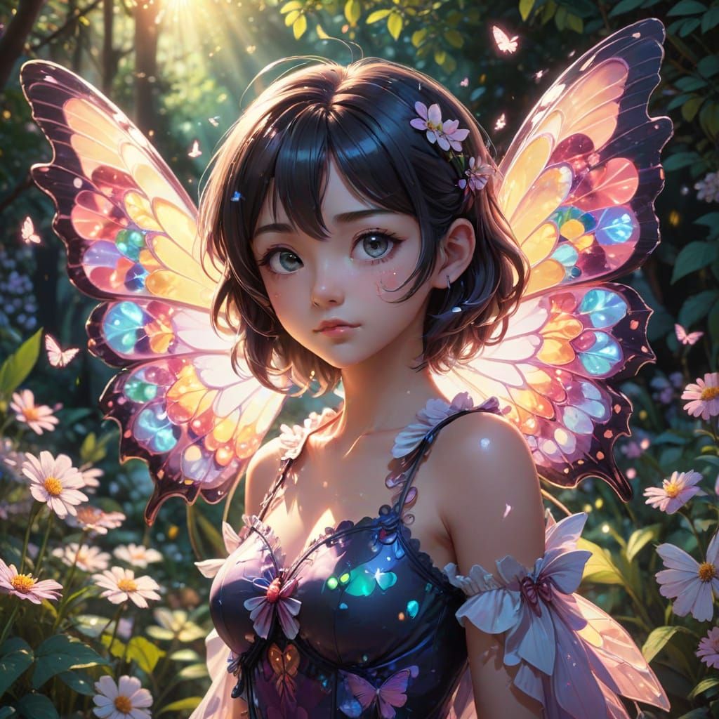 Vibrant Anime Flower Blooms in Whimsical Garden