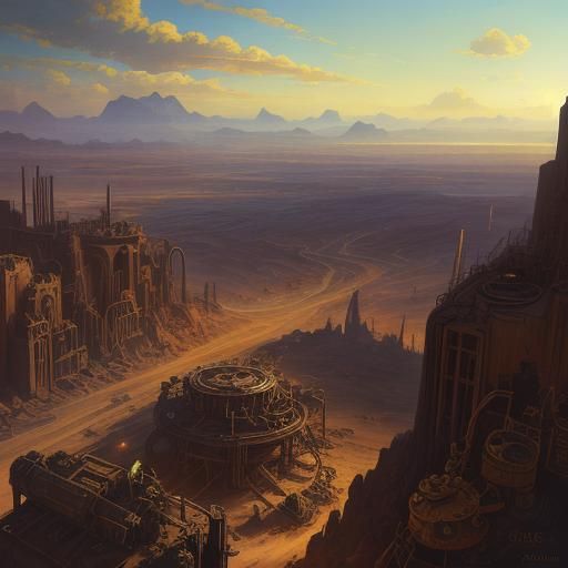 Steampunk Desert Canyon Concept Art