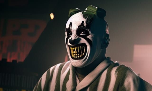 Terrifying Clown Portrait in Horror Style