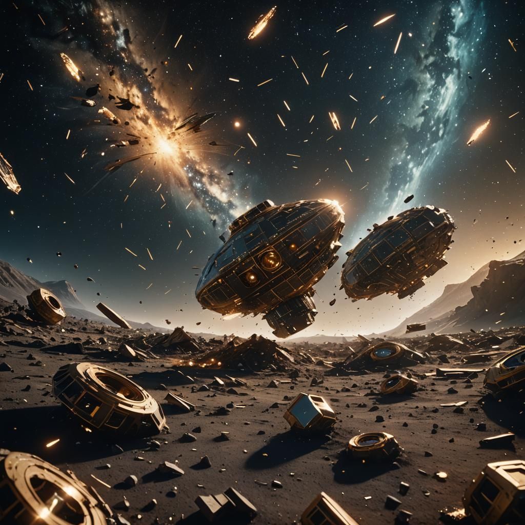 Cinematic Space Debris in Starry Expanse