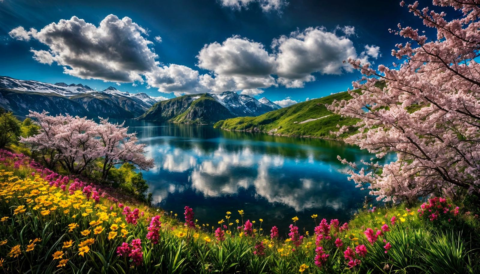 Picturesque Lake Landscape in Photorealistic Style