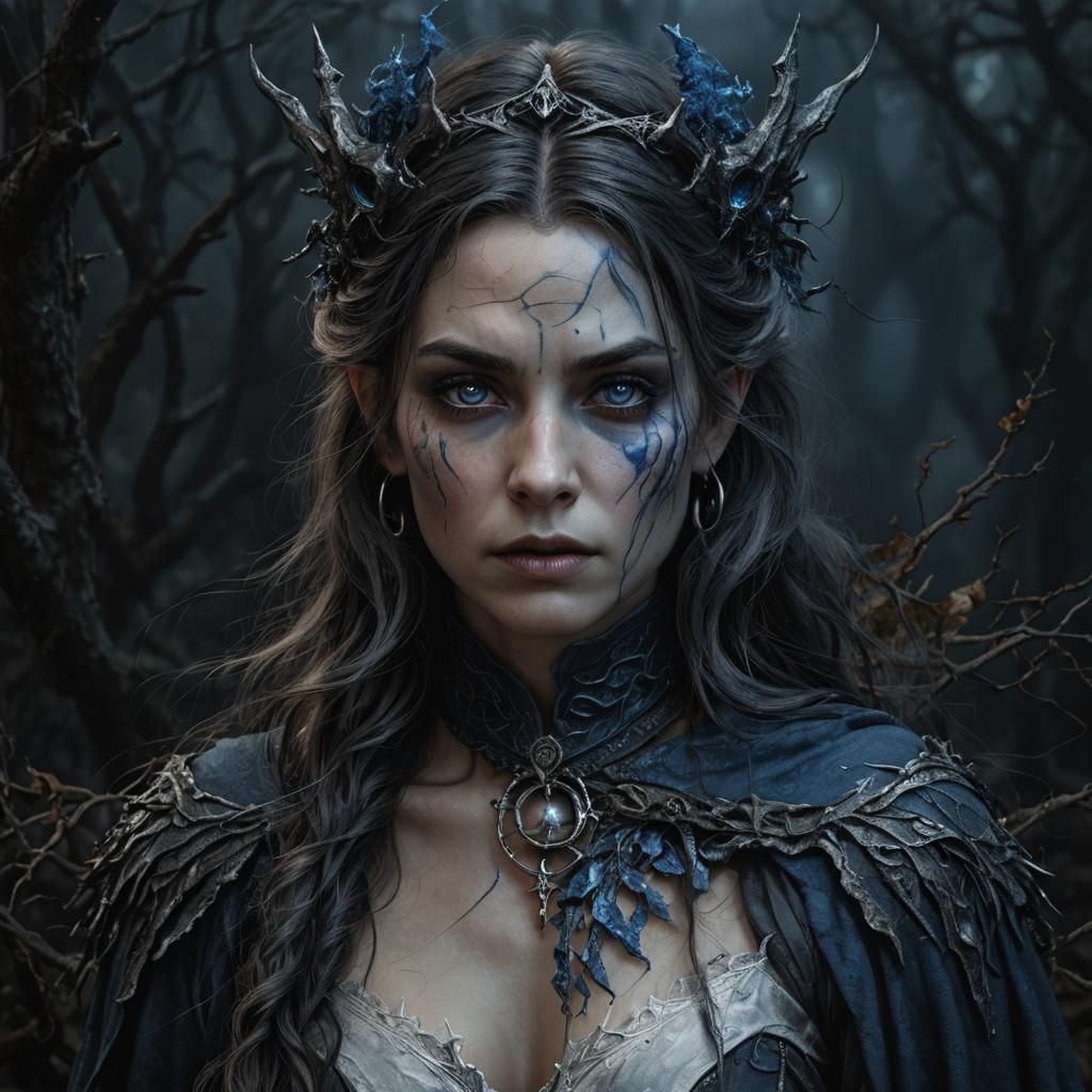 Mysterious Dark Fantasy Witch Portrait in Photorealism