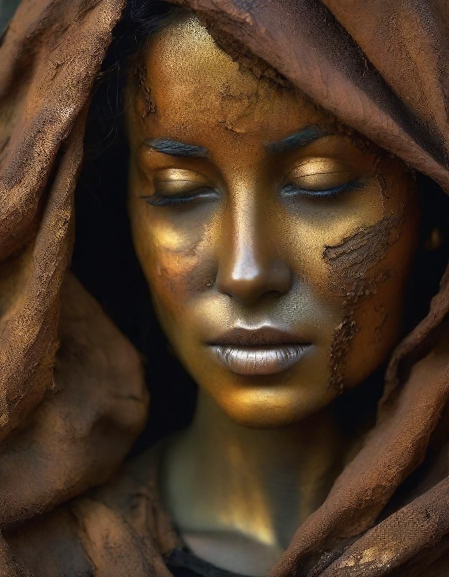 Surreal Liquified Muslin Face in Expressive Vintage View