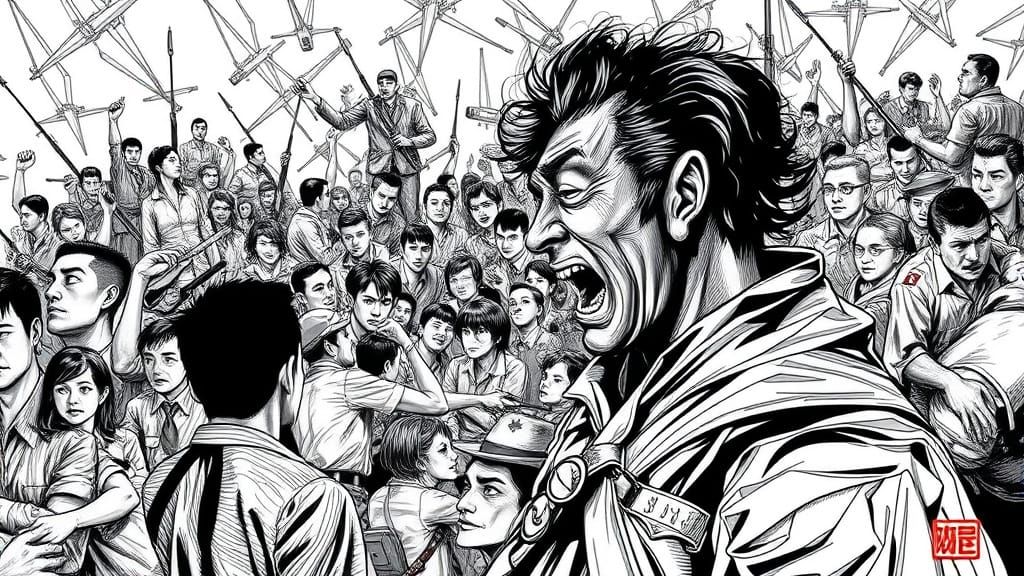 Guernica Reimagined: Detailed Ink Mural in Kim Jung Gi Style