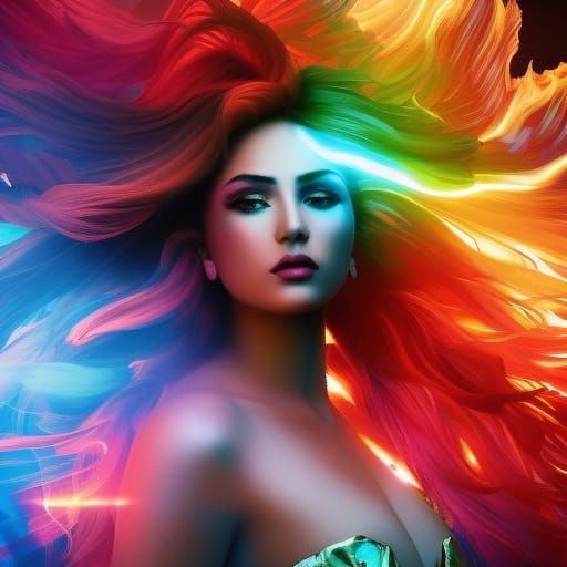 Rainbow Flame Flowers in Maximalist Style