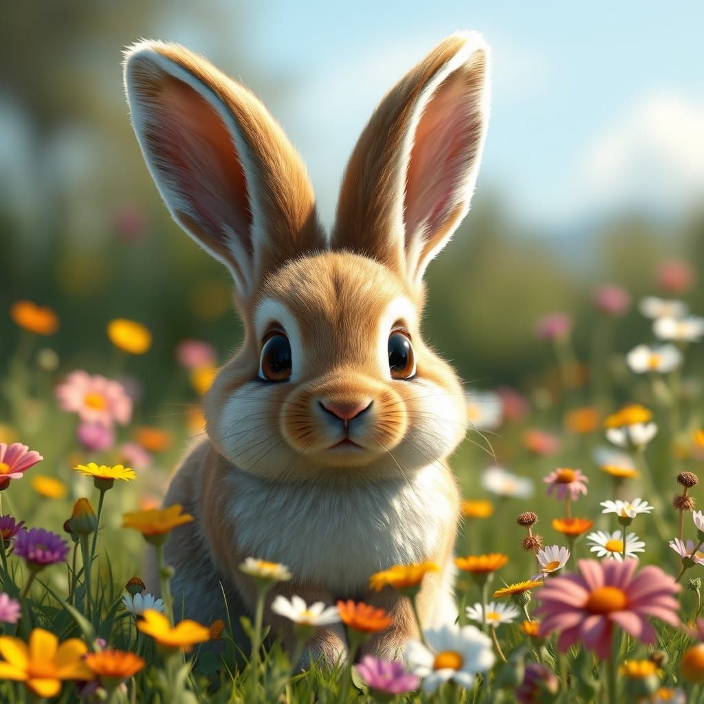 Majestic Bunny in a Sun-Kissed Meadow