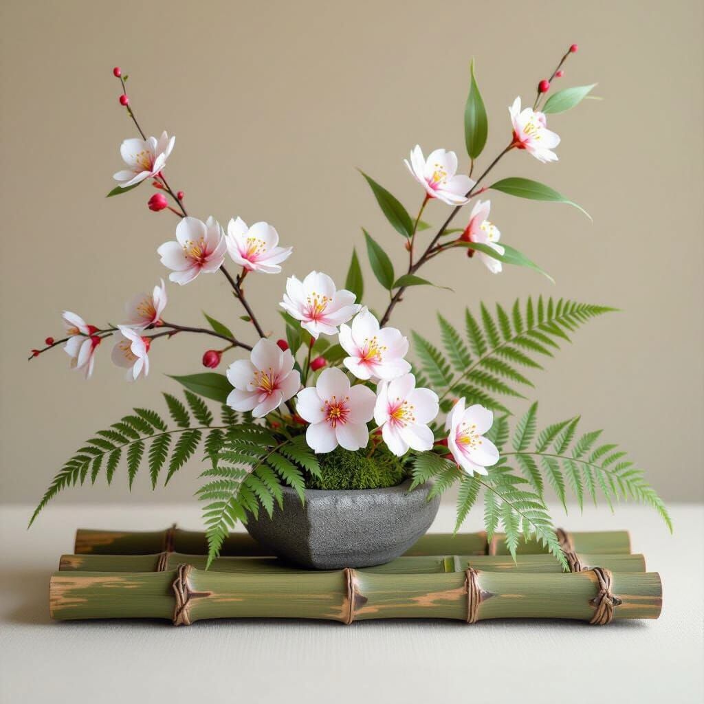 Ikebana Arrangement in Wabi-Sabi Style