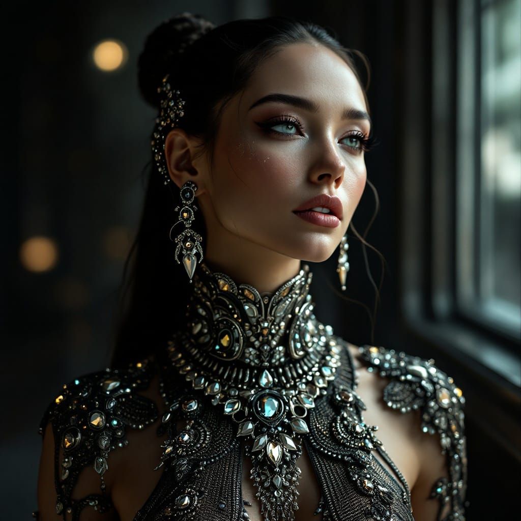 Hyperrealistic Portrait of a Futuristic Beauty