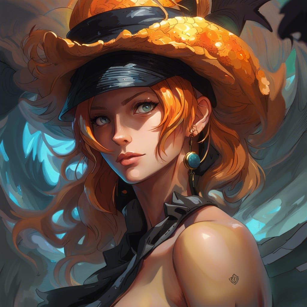Nami Portrait in Art Nouveau Style