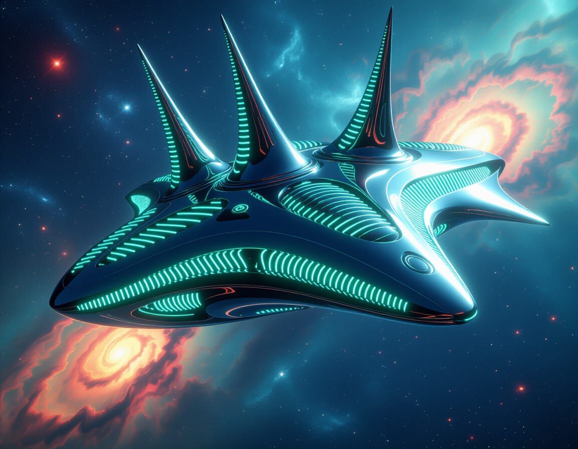 Biopunk Spaceship in Cosmic Biomechanic Style