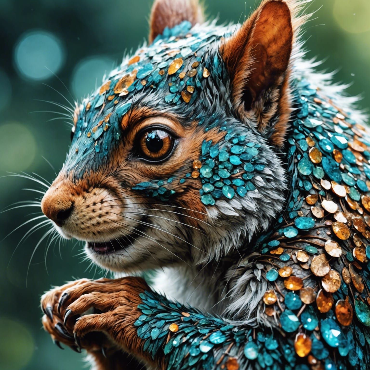 Detailed Macro Squirrel in Watercolor Style