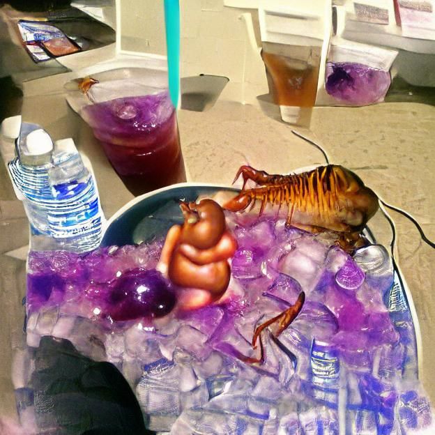 Surreal Shrimp God Sipping Iced Tea