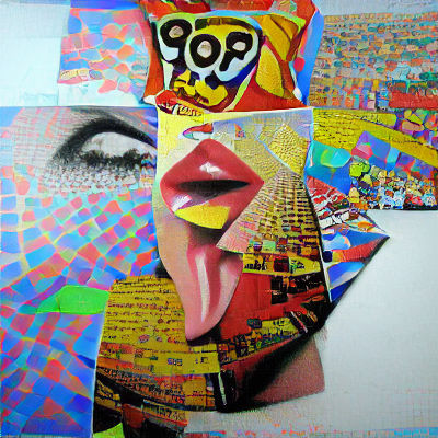 Psychedelic Pop Art Collage in Hyperrealism