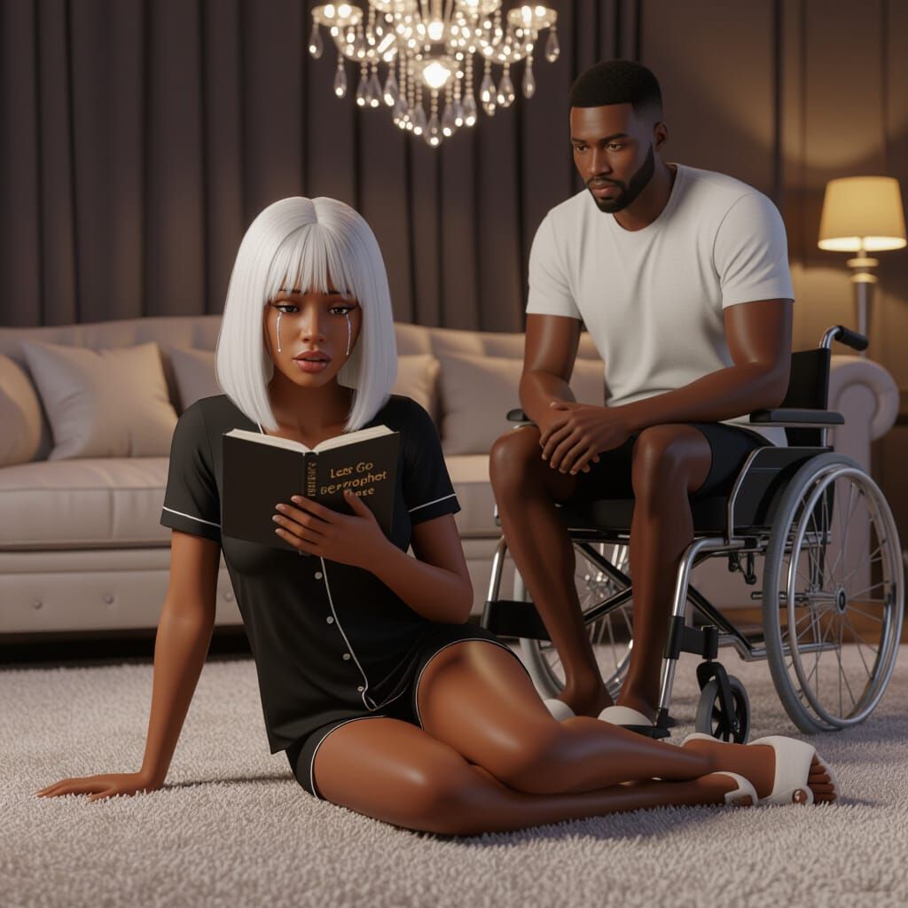 Emotional Scene of Woman in Luxury Parlor