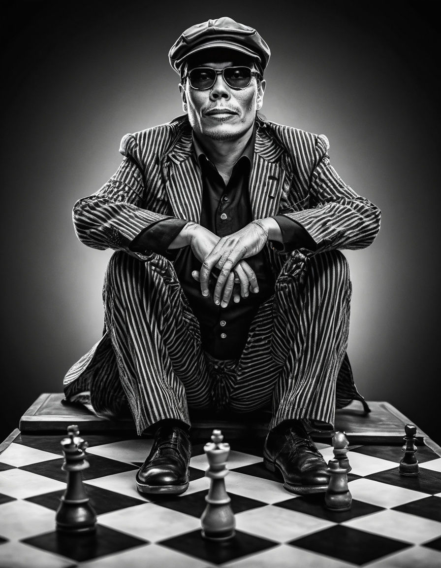 Hyperrealistic Portrait of a Dapper Figure on a Chessboard Z...