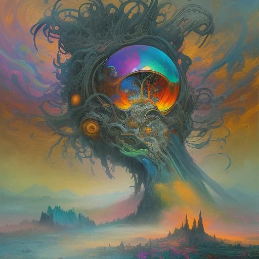 Surreal 3D Shapes Melting in Ethereal Landscape