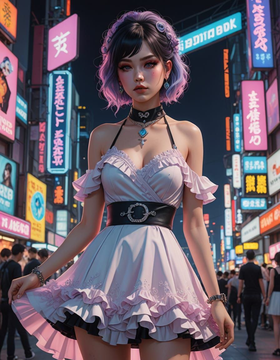 Goth Goddess in Neon Dreams